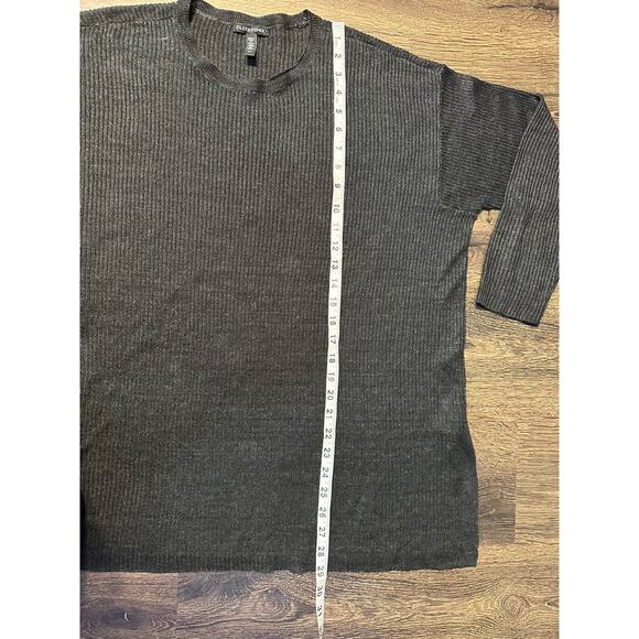 Eileen Fisher Womens Ribbed Long Sleeve Organic Linen Top Size Dark Gray - Picture 4 of 8
